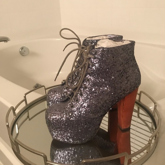 Jeffrey Campbell Lita Booties (Pewter Glitter) - Picture 4 of 6